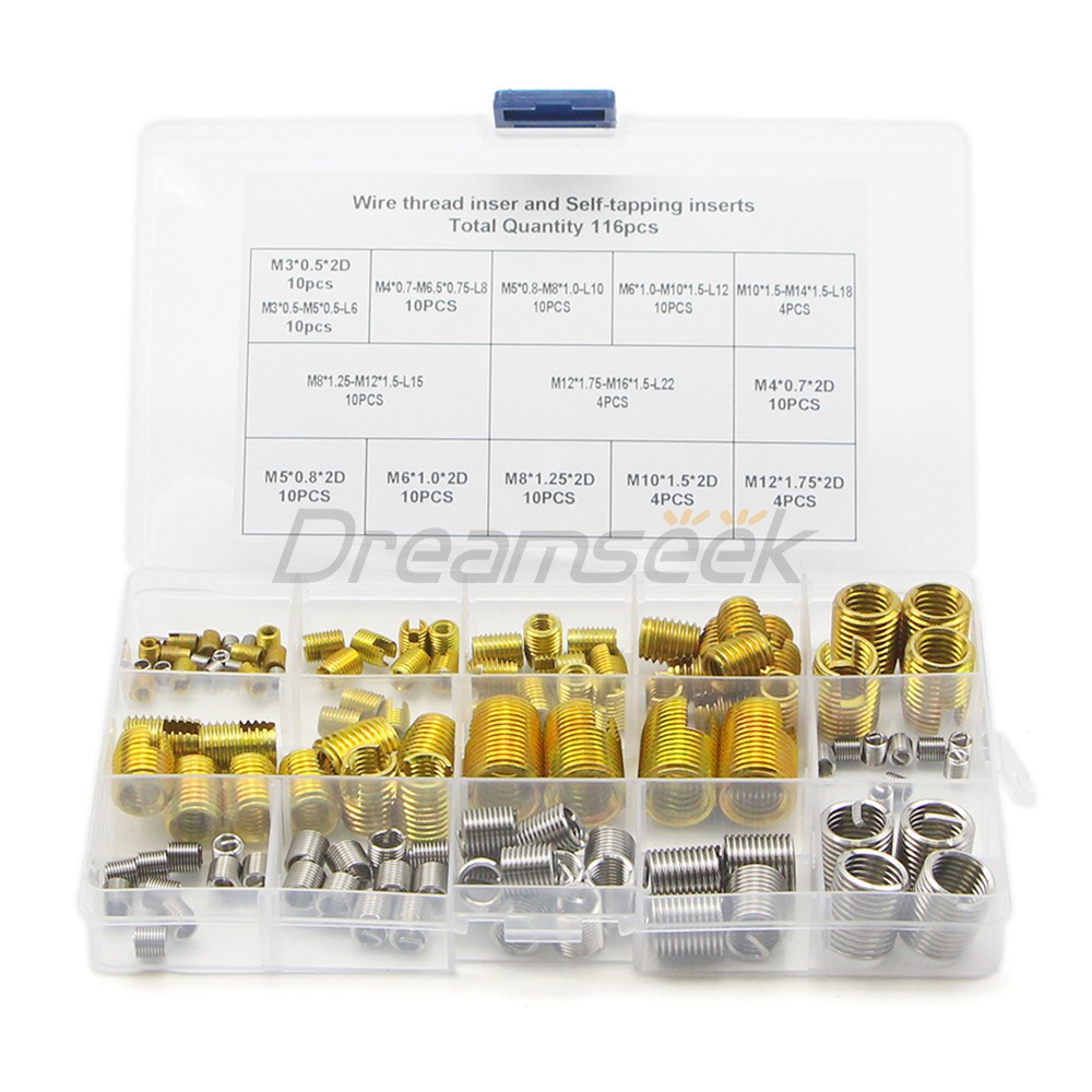 116 Pieces Stainless Steel Helicoil Thread Insert Self Tapping Threaded Inserts