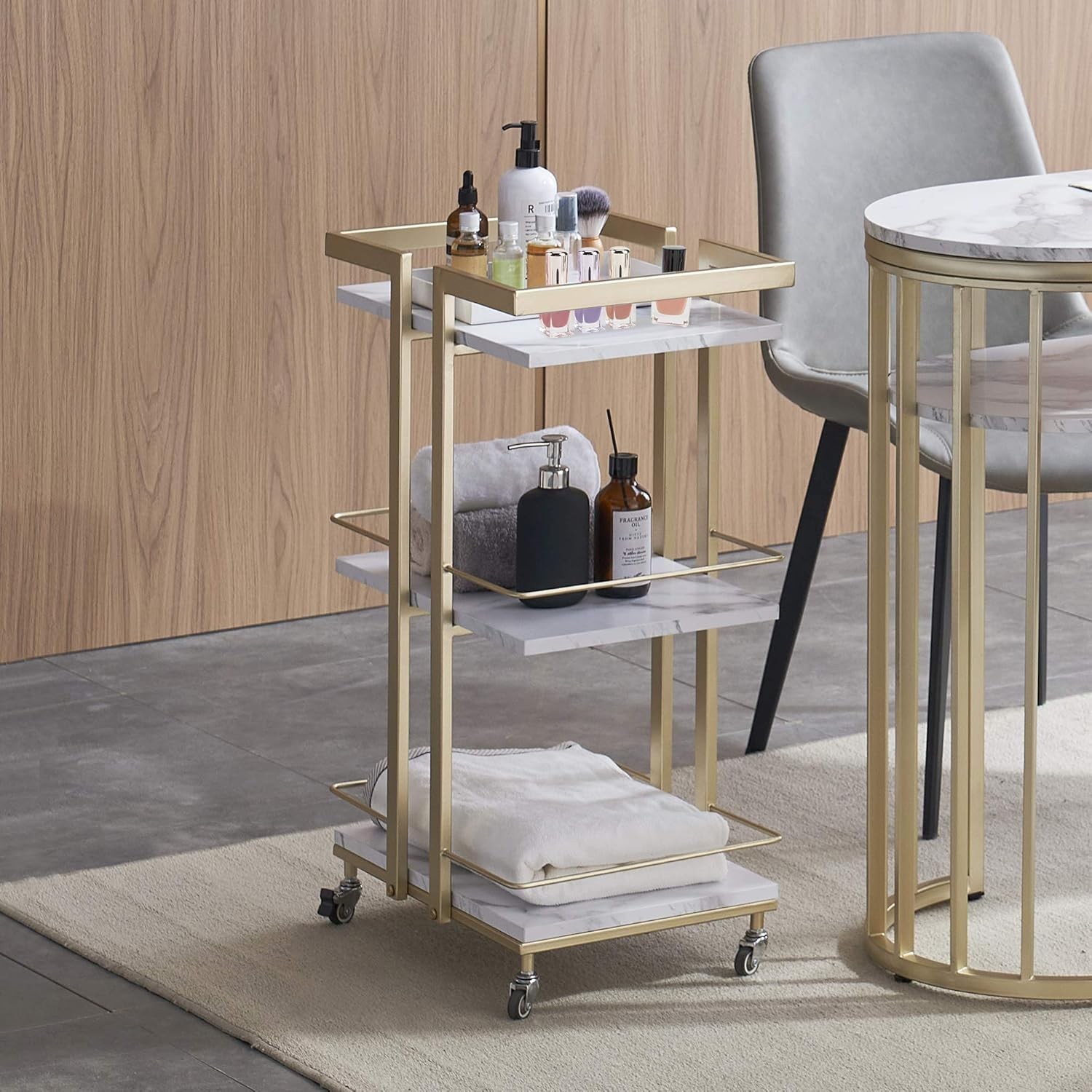 BarberPub Utility Manicure Trolley Multi-purpose Metal Rack Heavy-Duty Cart 2033