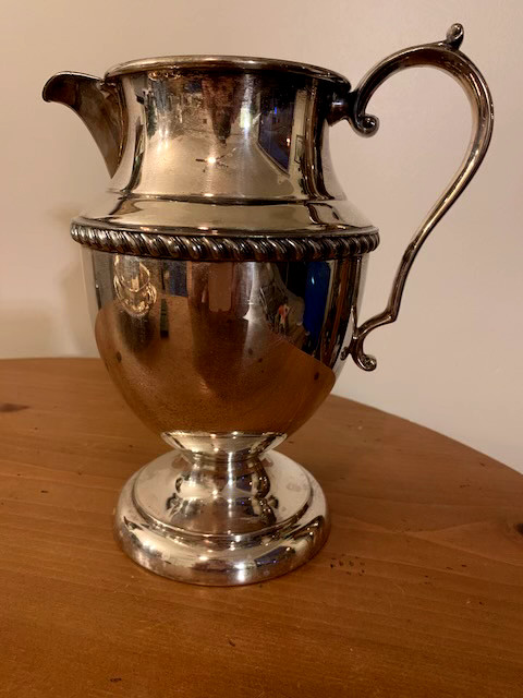 VTG Ornate Academy Pitcher Planter Silver Over Copper