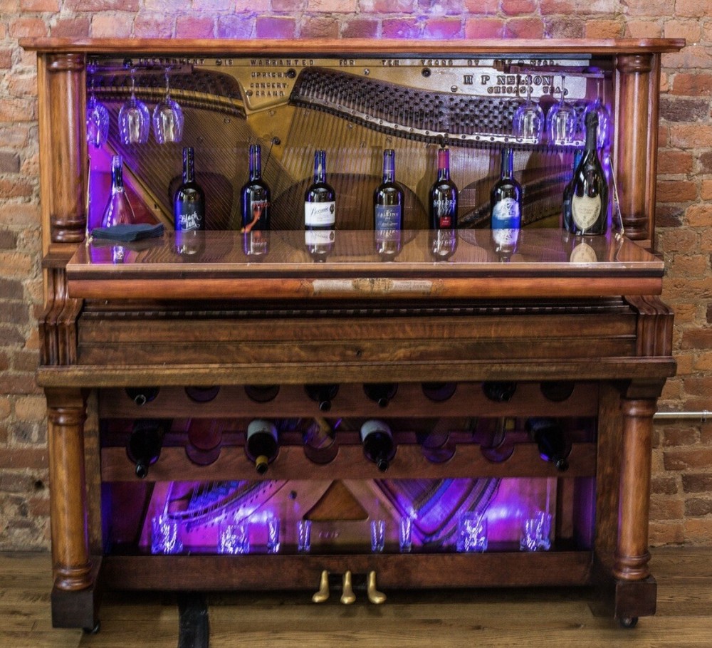 Repurposed Piano Into A Bar With Remote Controlled LED Lights