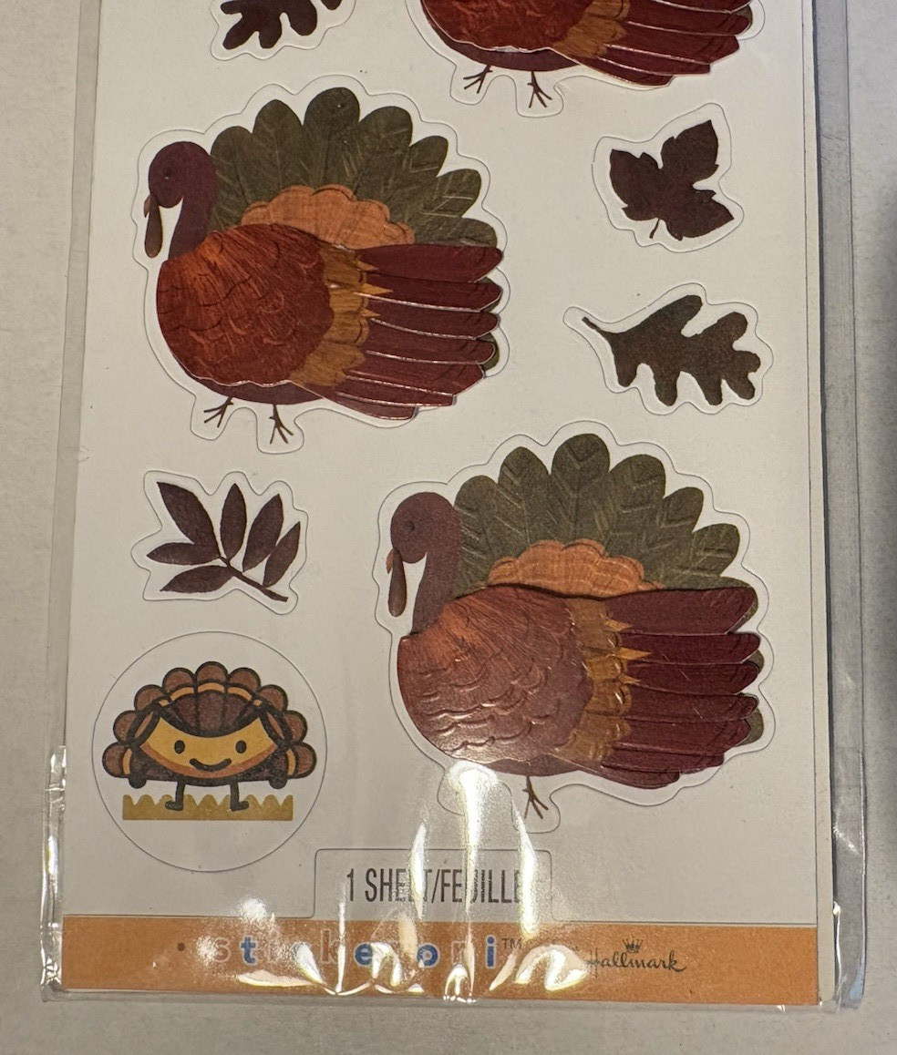 Hallmark Stickeroni Thanksgiving Stickers - Turkeys & Leaves - New In Package