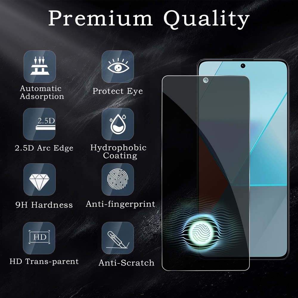 Privacy Screen Protector for Xiaomi Redmi Note 13 Pro 5G, Shatterproof...