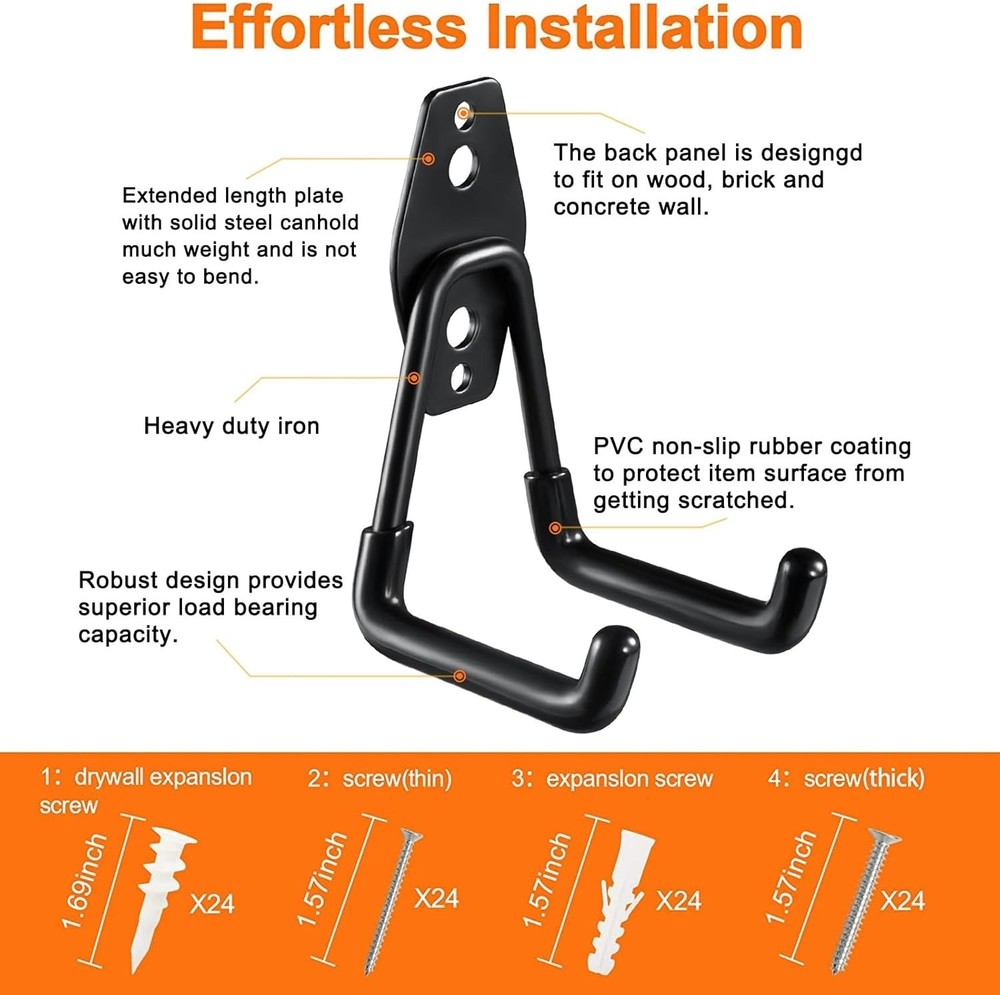 12 Pack Heavy Duty Garage Hooks with Anti-Slip - Ultimate Storage Solution
