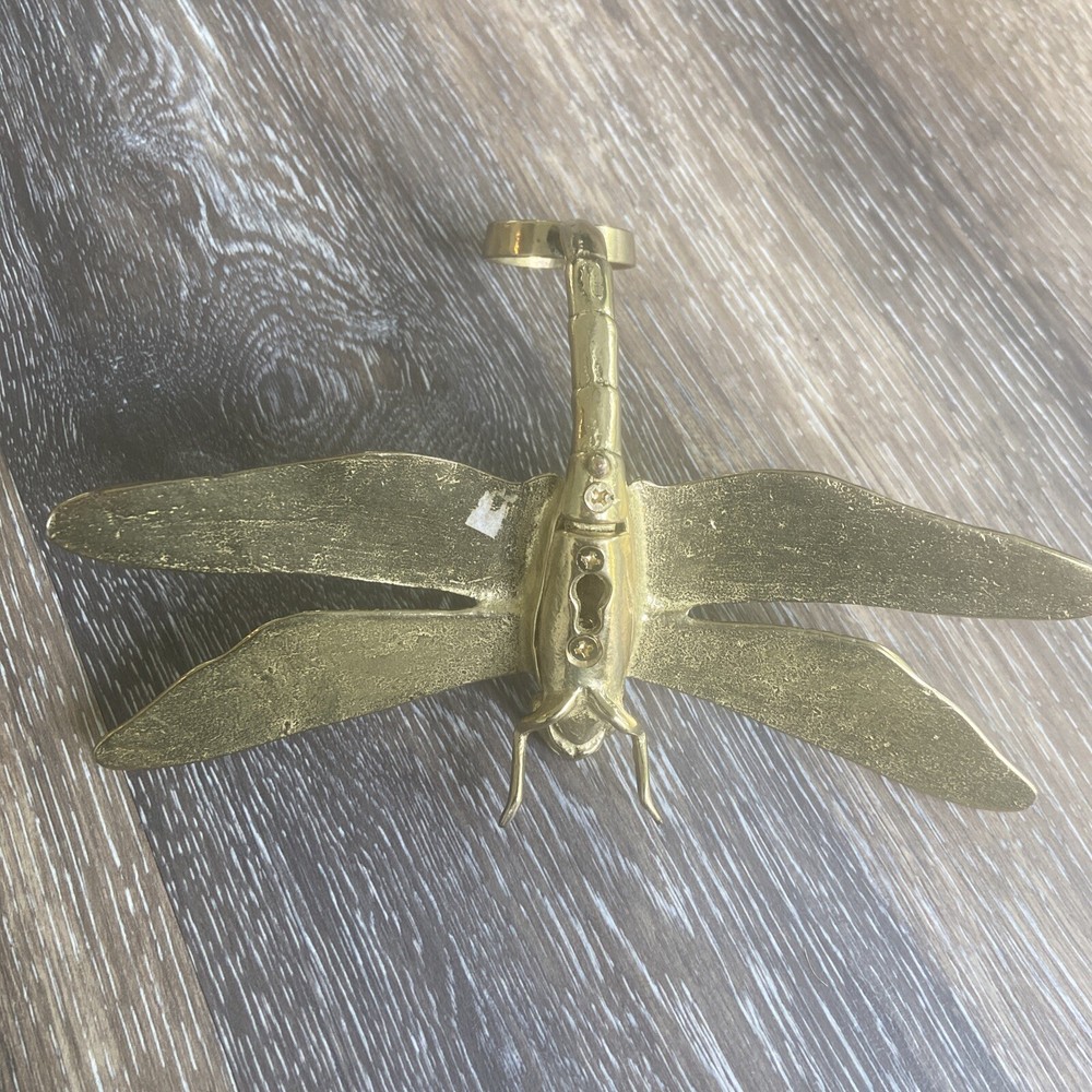 Vintage Style Solid Brass Dragonfly Front Door Knocker Bent Tail Design 8x4"