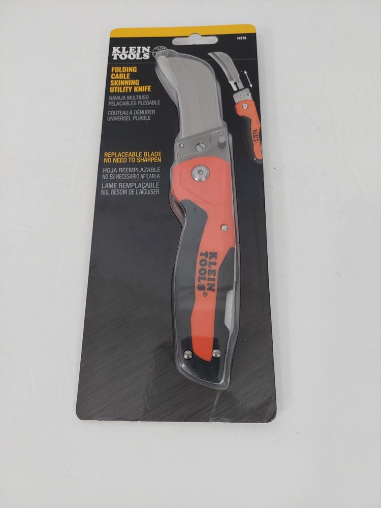 Klein Tools 44218 Folding Cable Skinning Utility Knife With Replaceable Blade
