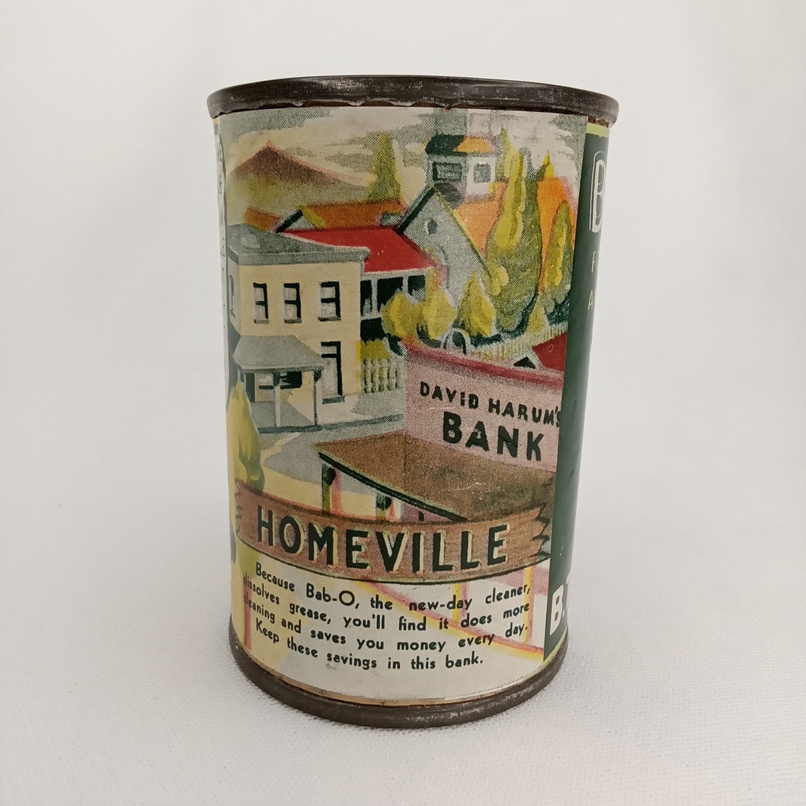 WWII Era 1940s Advertising Coin Bank Bab-O E.T. Babbitt David Harum Radio Drama