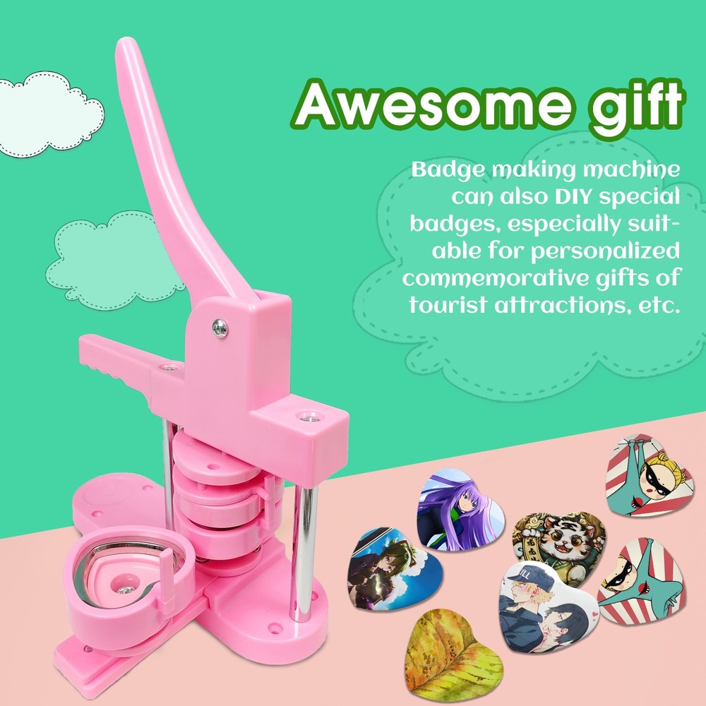 Heart-Shaped Button Maker Machine, DIY Pin Button Maker Press Machine Kit