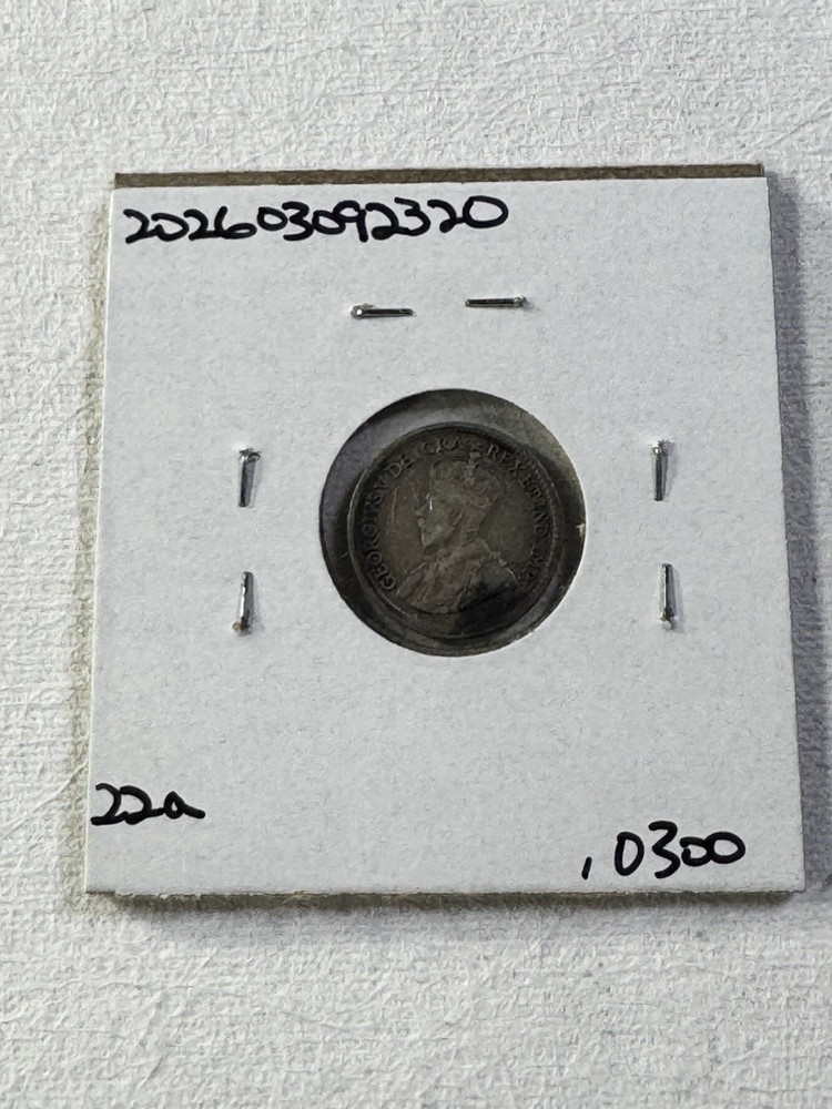 1920 Canada 5 Cents Silver Coin Cleaned