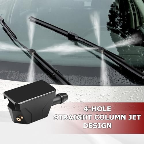 2 PCS Front Windshield Washer Nozzles, Windshield Nozzle Replacement, 4 Holes