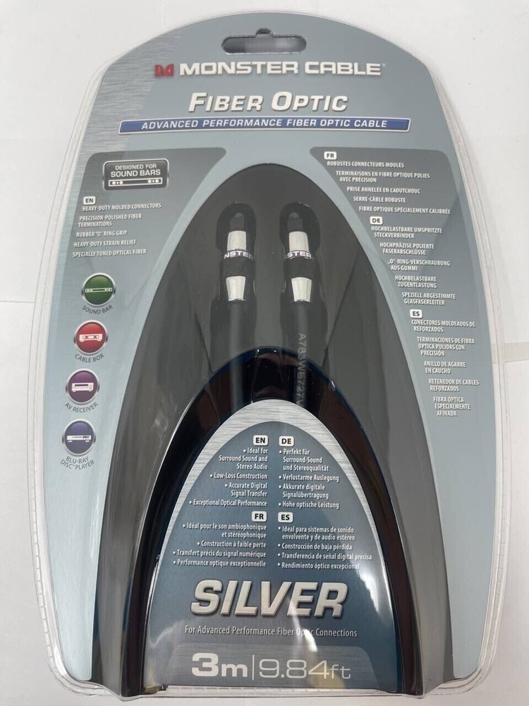 Monster Fiber Optic Silver Cable Advanced Performance Digital Coax 9.84ft OEM