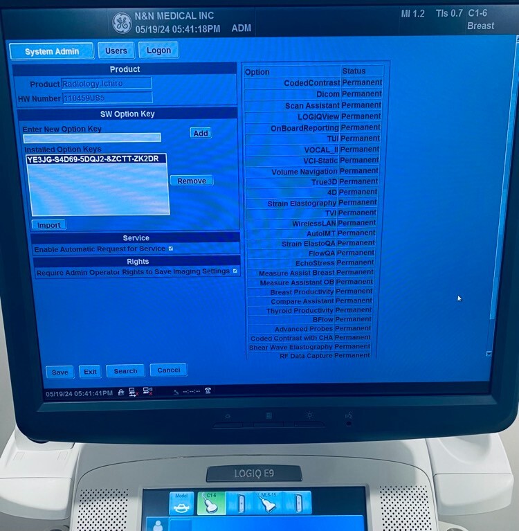 GE Logiq E9 Ultrasound System [DOM:2012]
