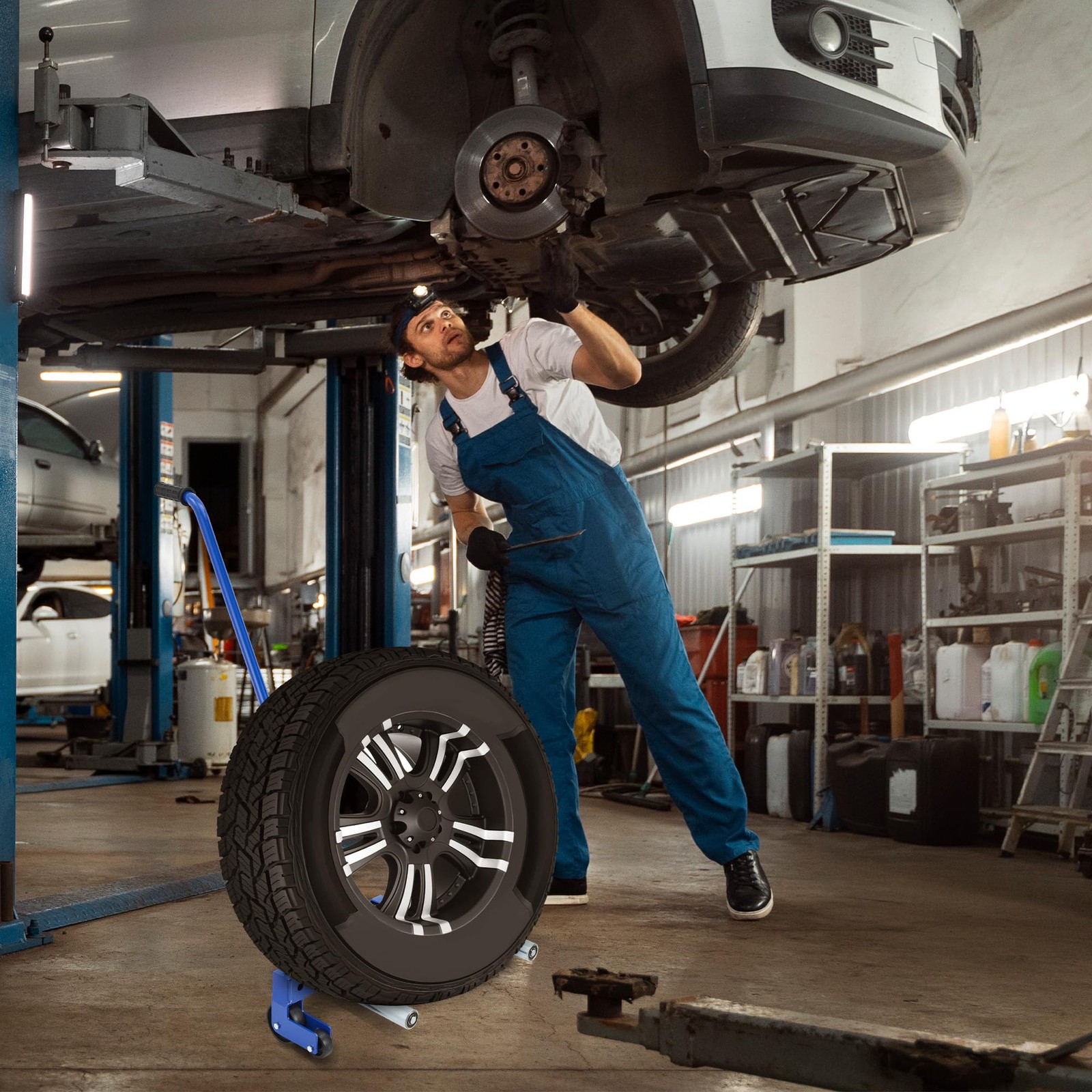 500LBS Lift Tire Dolly, Wheel Dolly Truck Tire Wheel Dolly Tire Moving Cart Tool