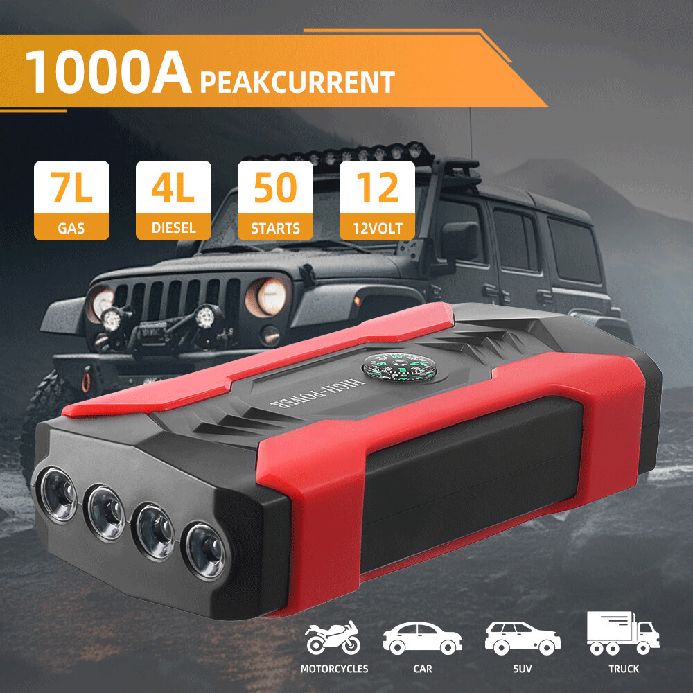 Vehicle Emergency Start Power Supply LED Emergency Light with Hazard Warning Function Dark