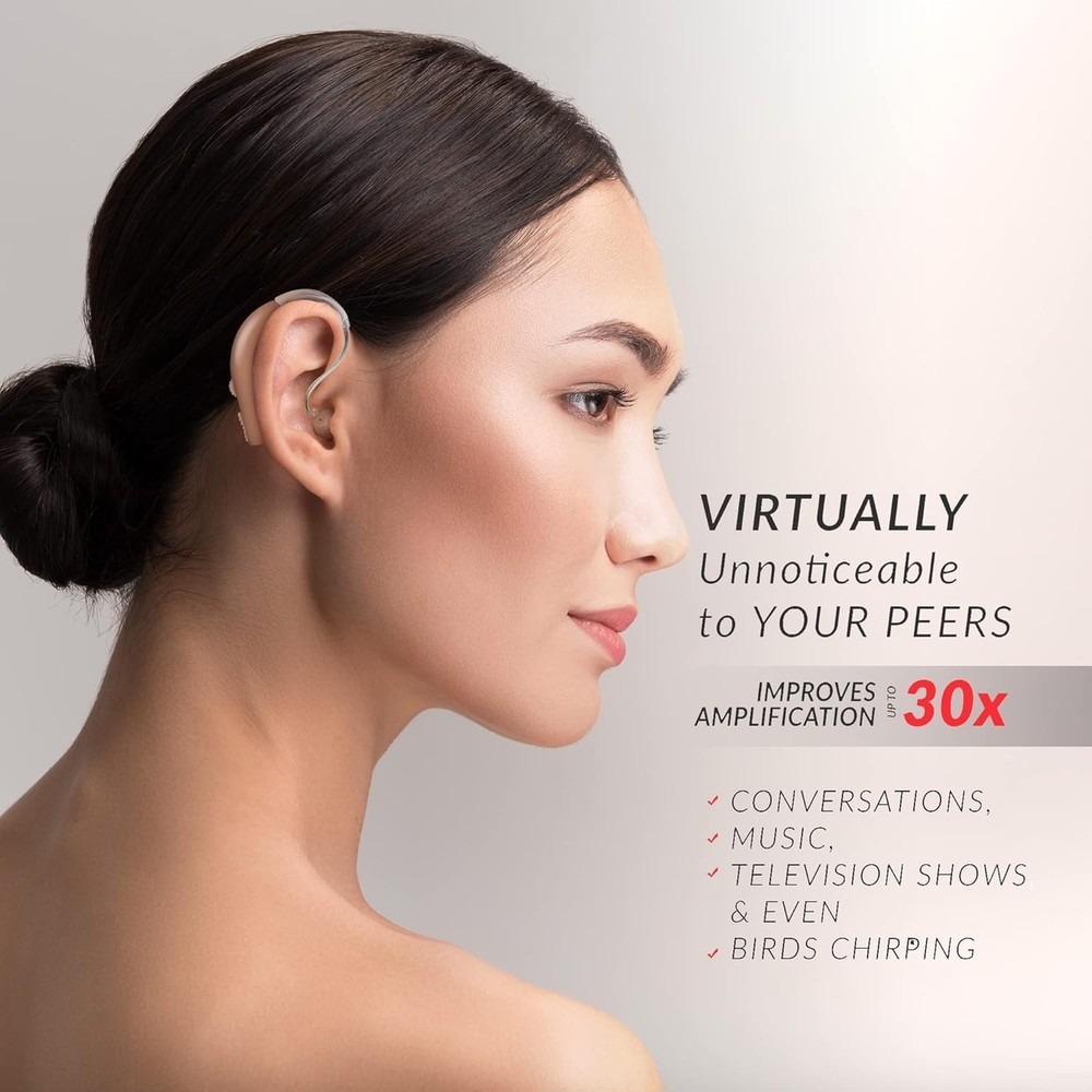 Discreet Behind-the-Ear Amplifier - Fast Charging & Adjustable Volume Control