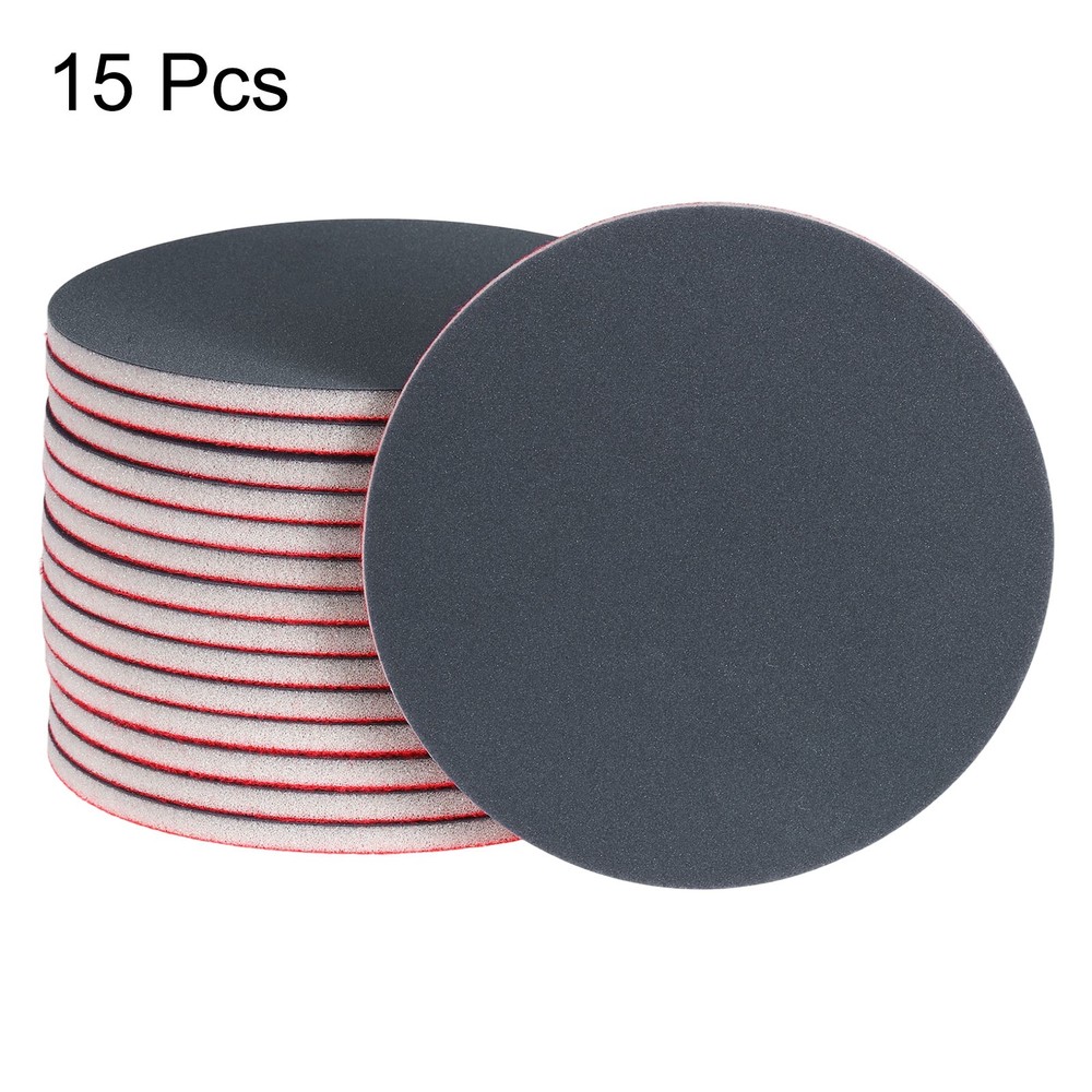 15pcs 500 Grit 5-inch Sponge Pad Sanding Sponge Hook and Loop Sanding Disc