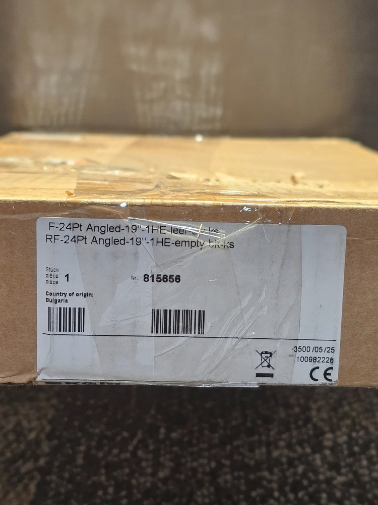 R&M 815656 19" 1U Angled Patch Panel 24-Port, Keystone, Black, Empty