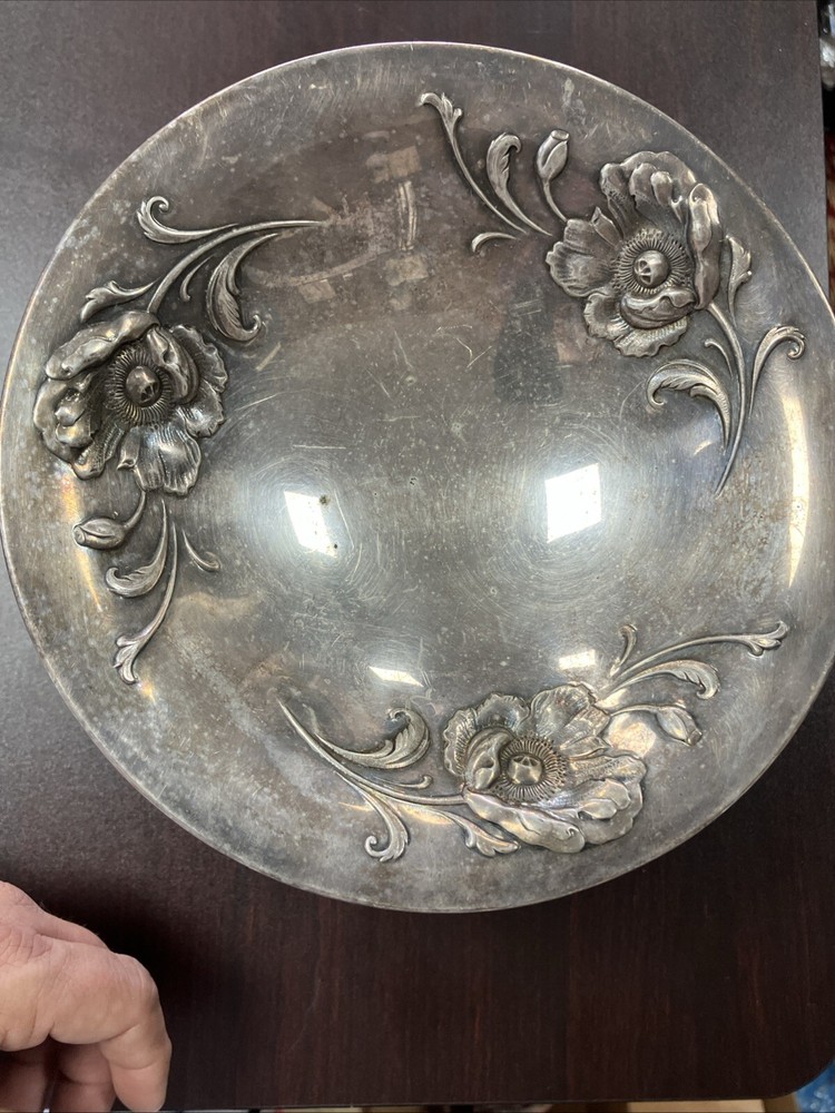 Silver Plated Pedestal Candy Dish 7 3/4” Vintage Floral Design