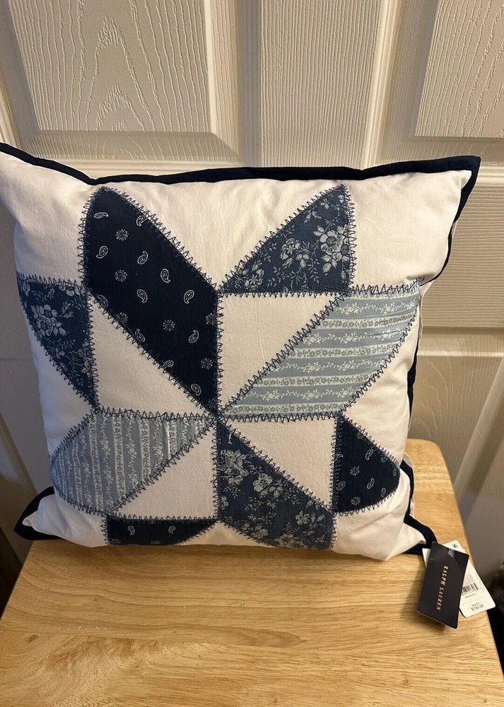 NWT Ralph Lauren Addison Amesbury Patchwork Decorative Throw Pillow $150