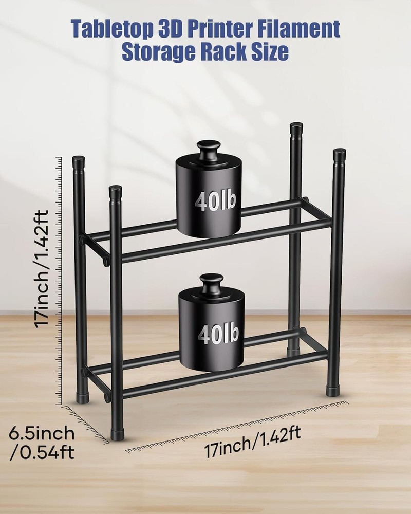 Desktop 3D Printer Filament Storage Rack Tabletop 2-Tier Stackable Organizer