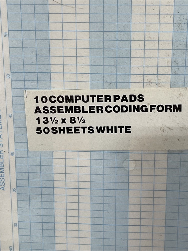Assembler Coding Form 10 Computer Pads/50 Sheets Each White 13.5 x 8.5 VTG