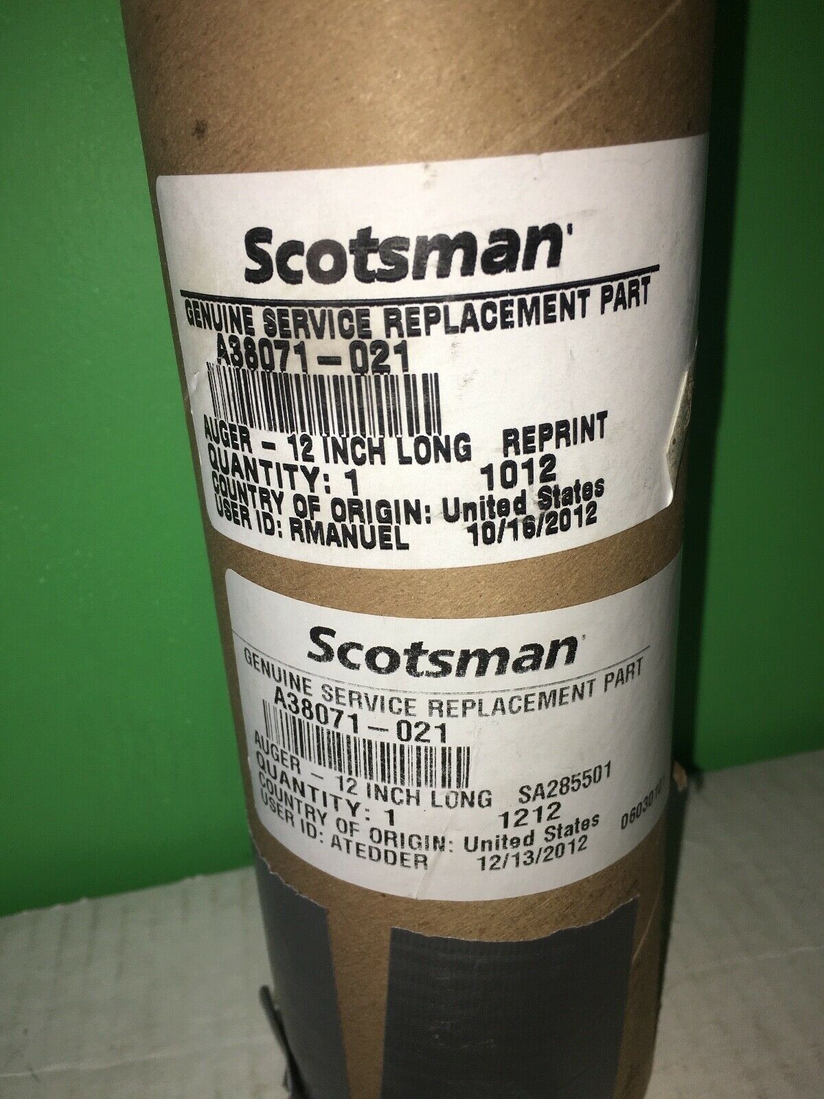 Scotsman Auger-Svc 02-4591-21 - Free Shipping + Geniune OEM