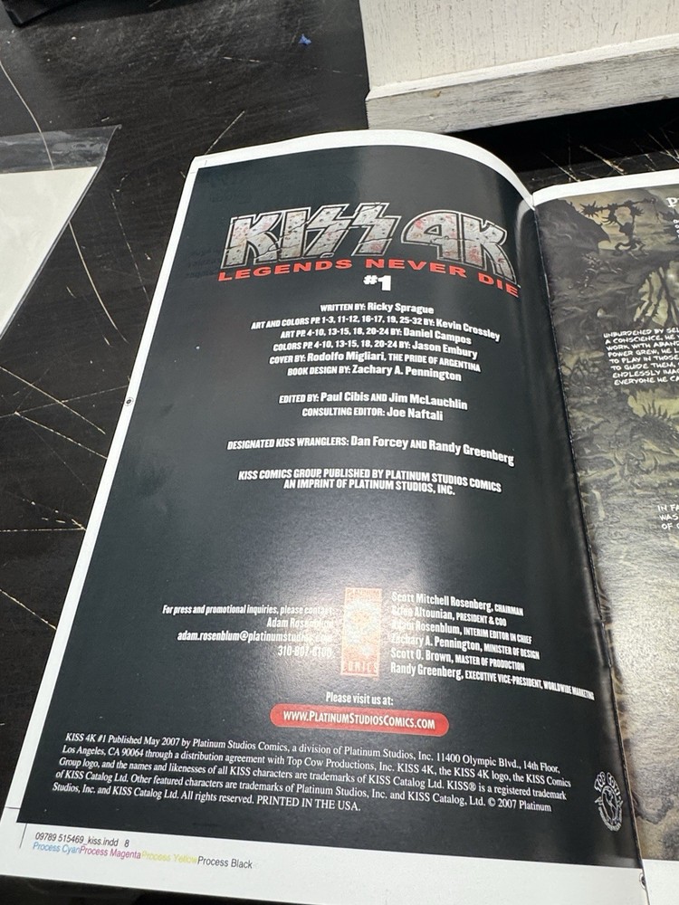 Kiss Legends Never Die 4k No.1 Comic Printers Proof Limited -250 Platinum
