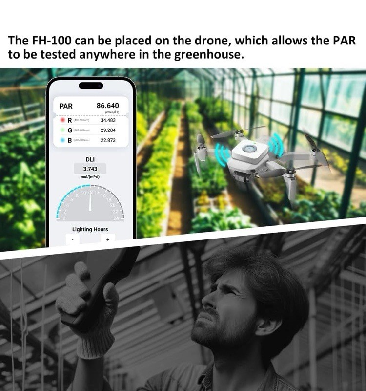 Quantum PAR Meter,6000umol/(㎡s),DLI Calculator,PPFD Distribution Record