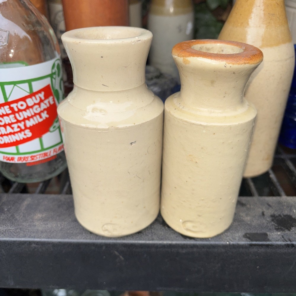 Two small stoneware  blacking jars. One solution one price stamped ironstone