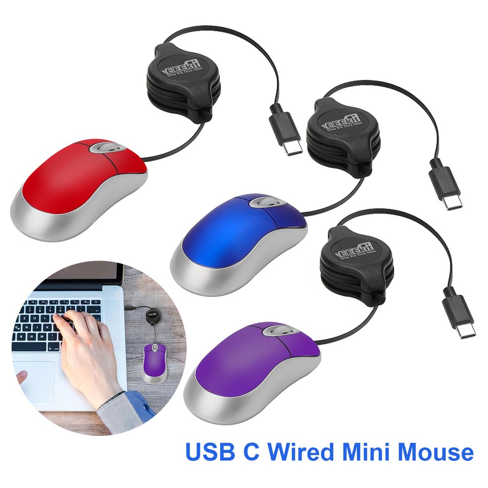 Mini USB C Optical Mouse 3-Button Computer Wired Mice for Windows/Mac Laptop PC