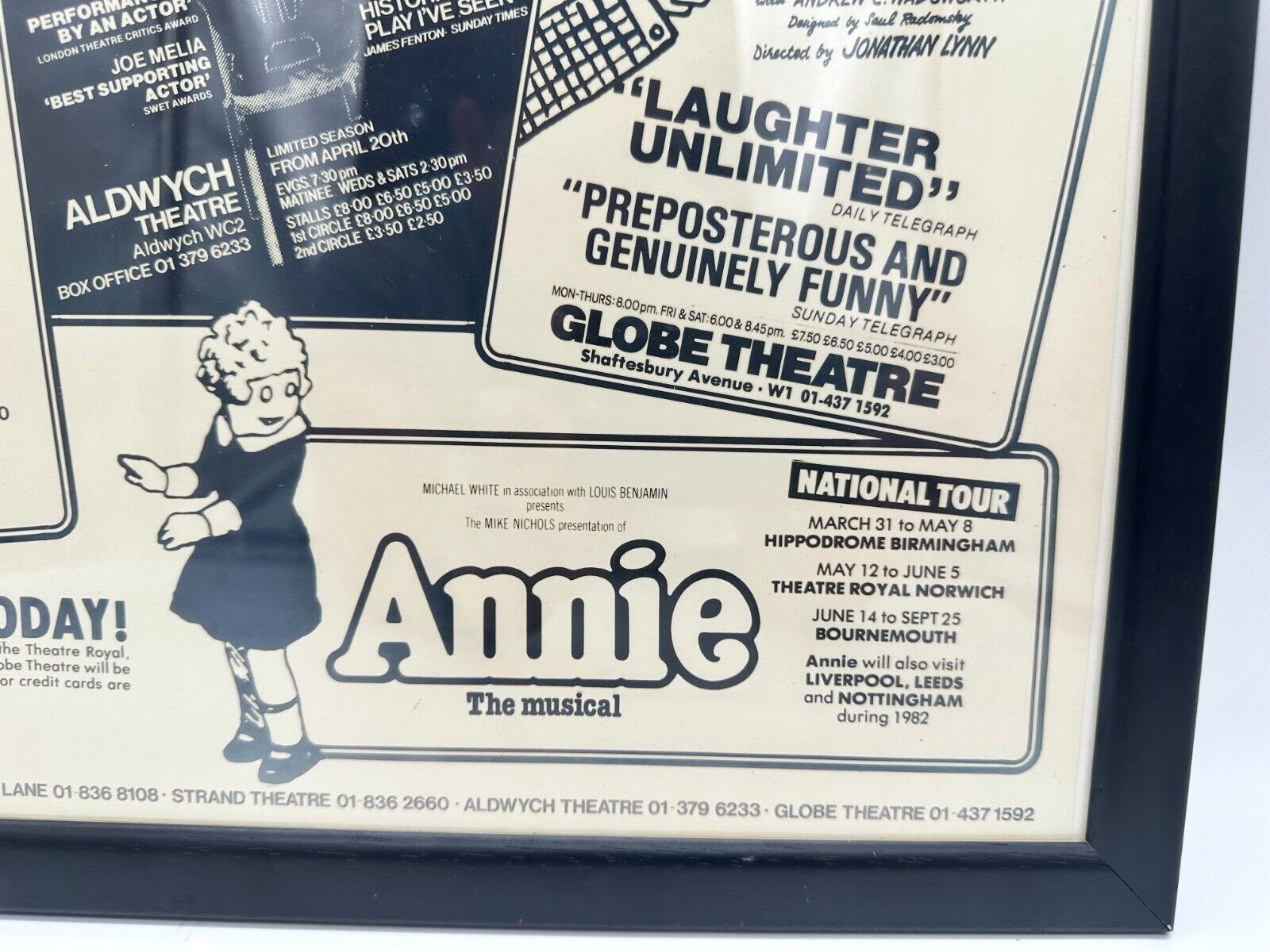 Rare VTG London Theatre Play Advertising Poster ~ 5 Plays 1982 ~ 22'' x 15''