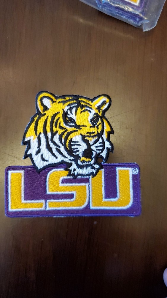 LSU Tigers Patch. Embroidered. Iron On Backing. 3"x3"