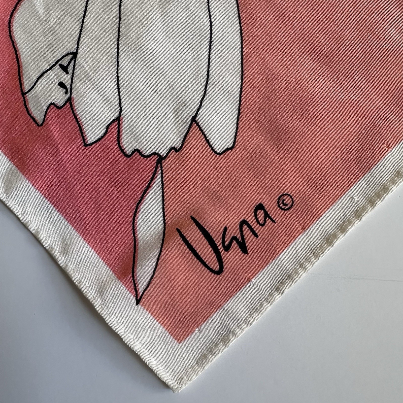 Vintage Vera Neumann Silk Scarf Spring Tulips Ombré Pink Tagless 10.5” X 40”