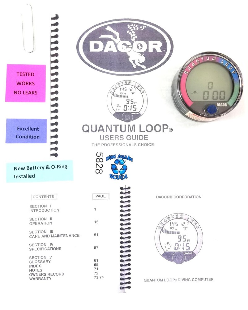 DACOR Quantum Loop Digital Depth Gauge Diving Computer Puck Module Bottom Timer