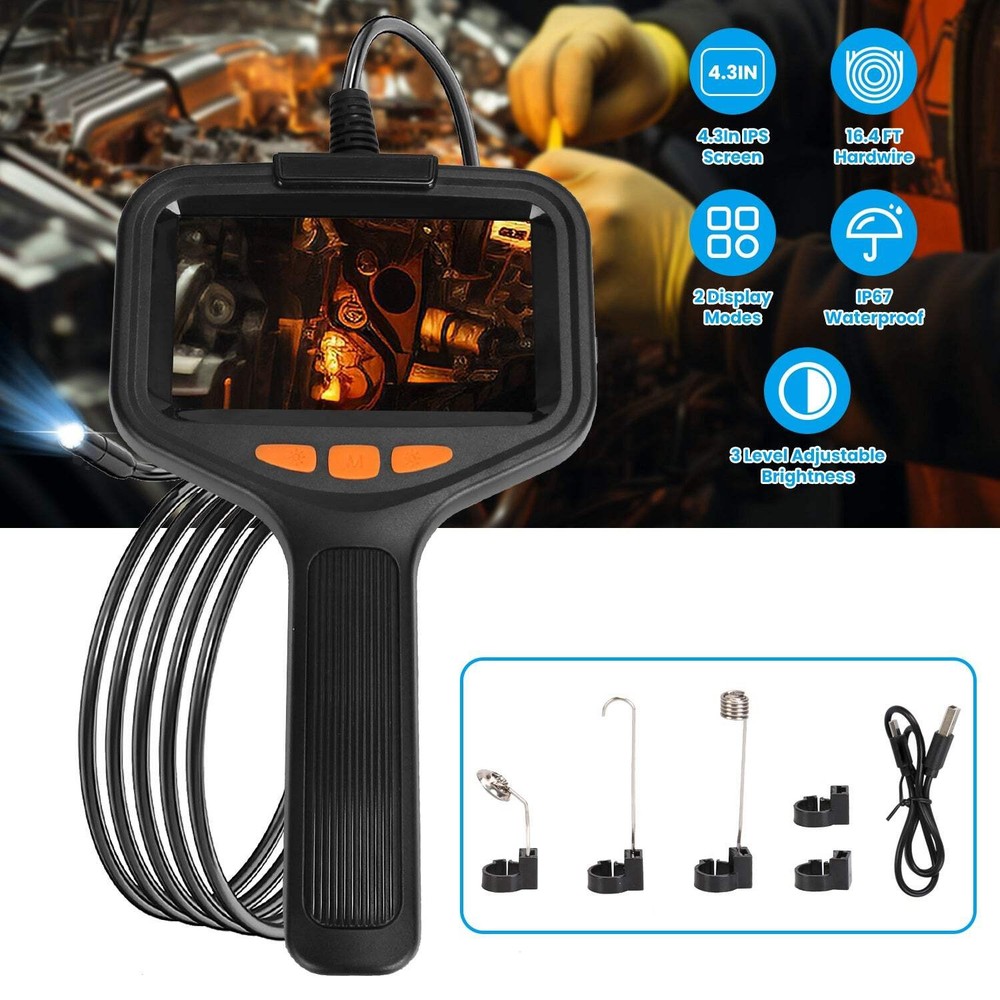 4.3in Inspection Camera with Light Articulating Borescope Endoscope Camera with