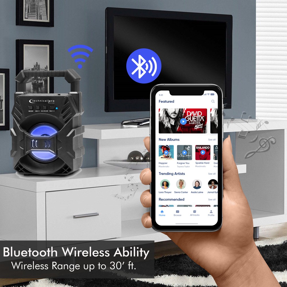 Portable Rechargeable Compact Bluetooth Speaker with LED's USB/FM/TF