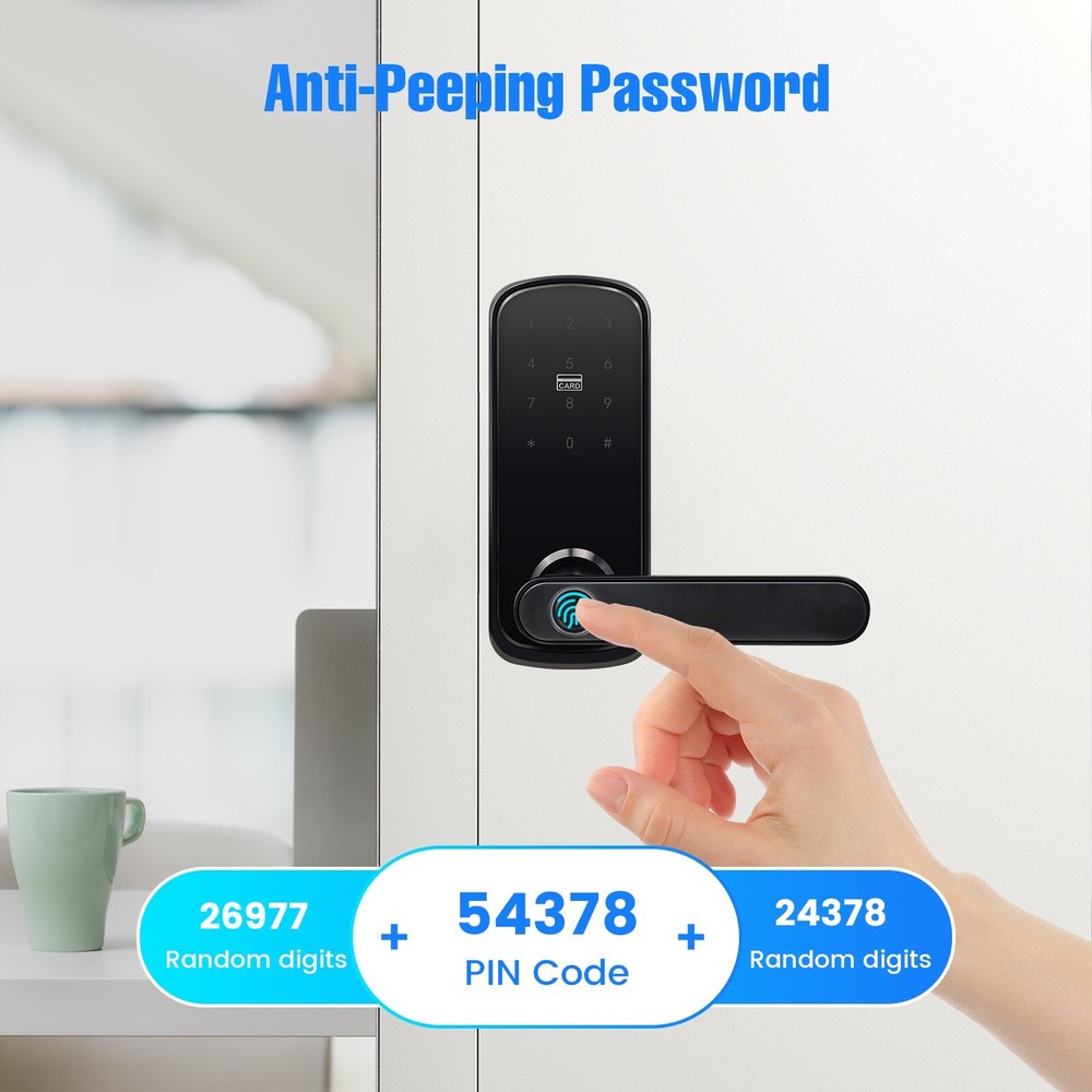 5-in-1 WiFi Smart Door Lock Fingerprint+IC+Code Passcode+Keys+APP Control Unlock