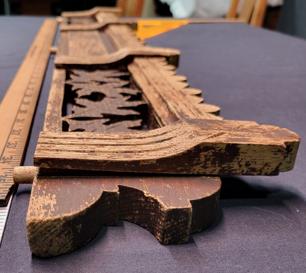 Antique Real Oak Wood Rectangular Dresser Topper Header