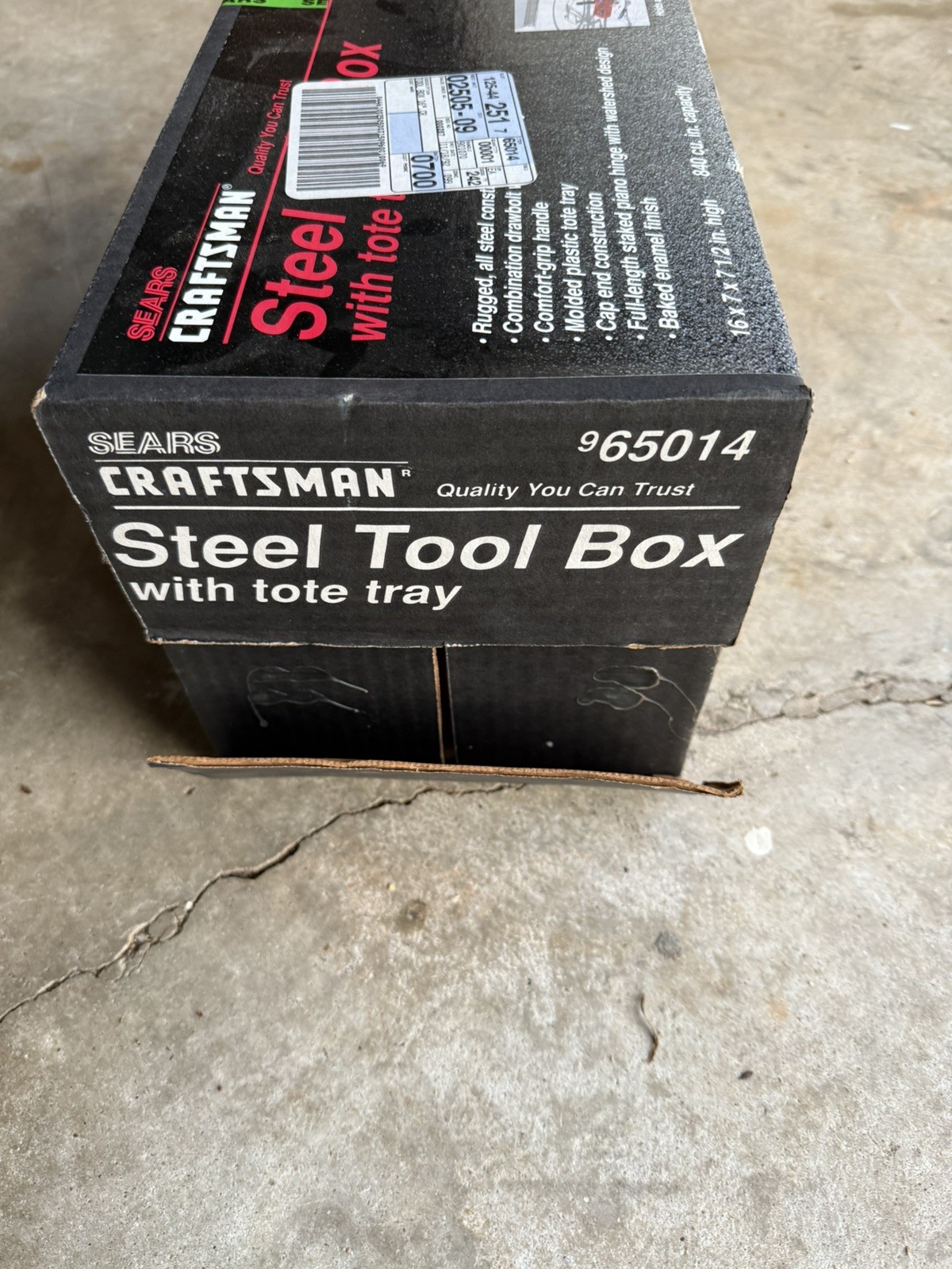 NOS! VINTAGE CRAFTSMAN 16" STEEL TOOL BOX w/ RED TRAY #965014 SEALED