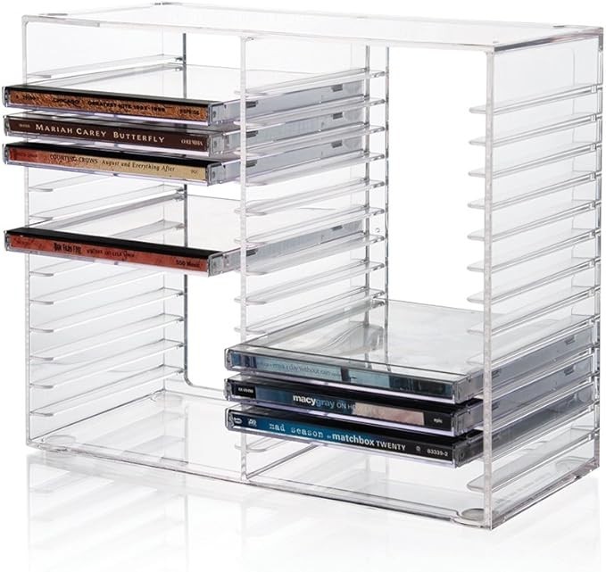 Stackable CD/DVD Multimedia Holder, Media Storage Rack, Clear Plastic 30 CD, US
