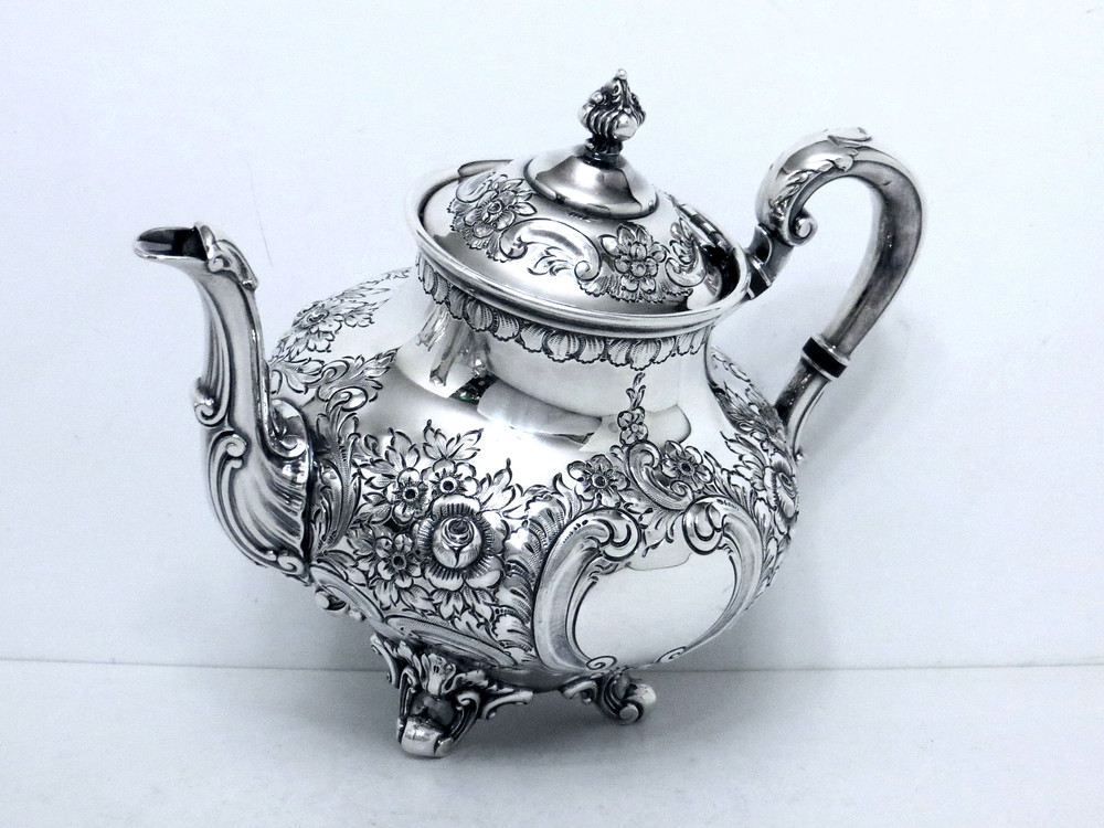 1937 REED & BARTON VICTORIAN ROCOCO REPOUSSE HAND CHASED COFFEE TEA SET 5 PC