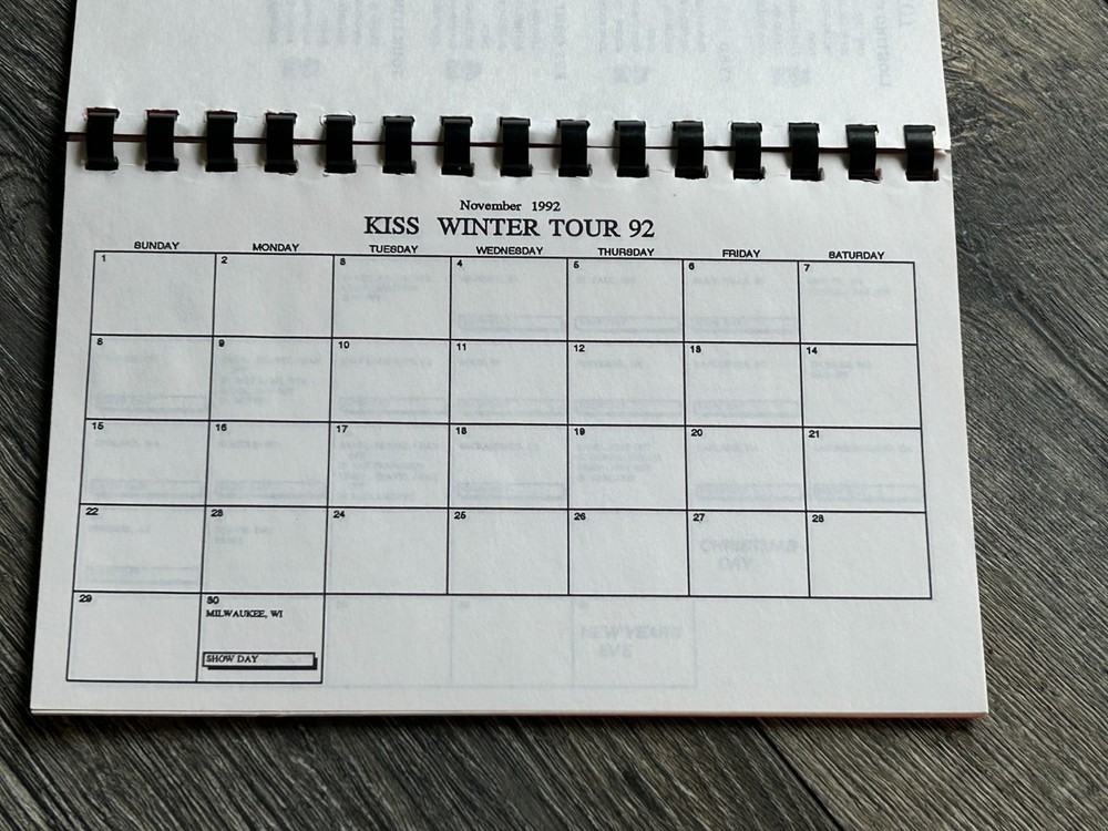 KISS Tour Itinerary Book Revenge 1992 Part 2 Nov Dec Vintage Kiss Memorabilia