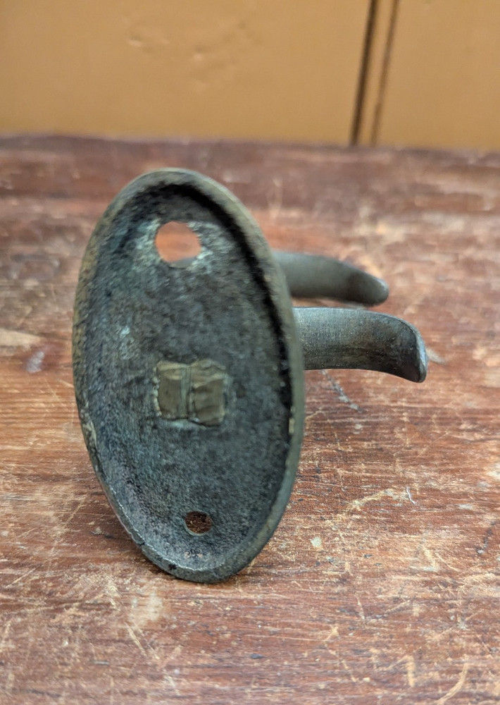 Antique Early Fireplace Tool Jamb Hook Solid Brass Primitive