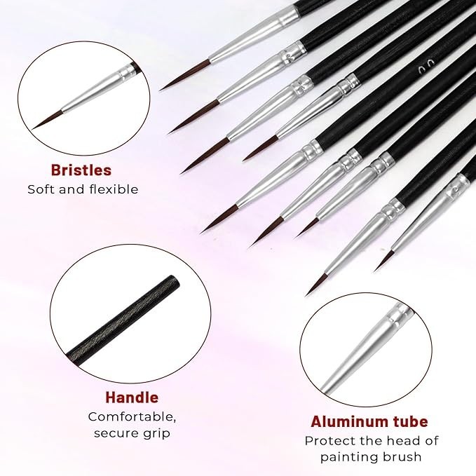 30 Pcs Tiny Detail Paint Brushes Set, Micro Small Paint Brush with 3 Sizes, Mini
