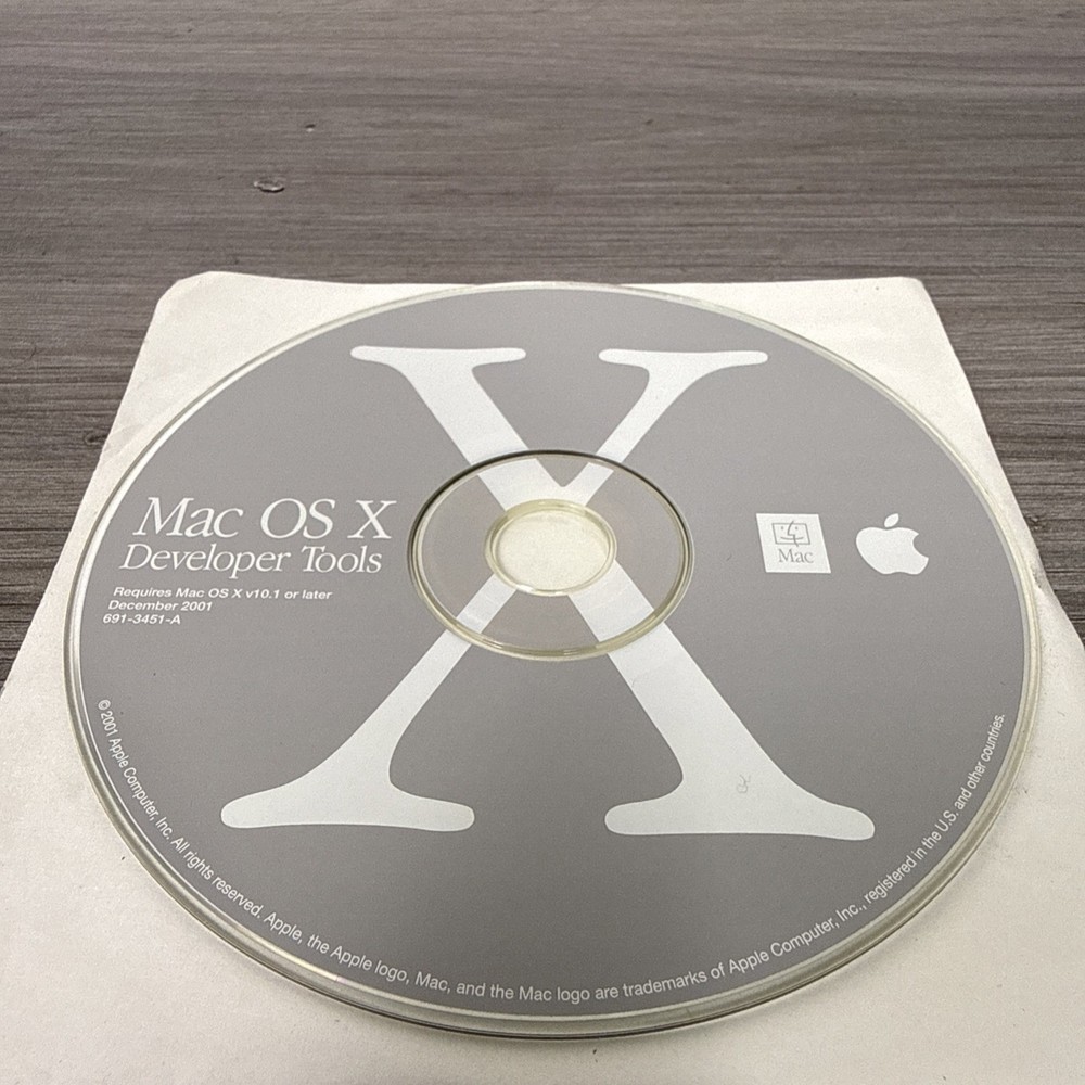 Vintage 2001 Macintosh Mac OS X Version 10.1 Developer Tools Install CD Disc