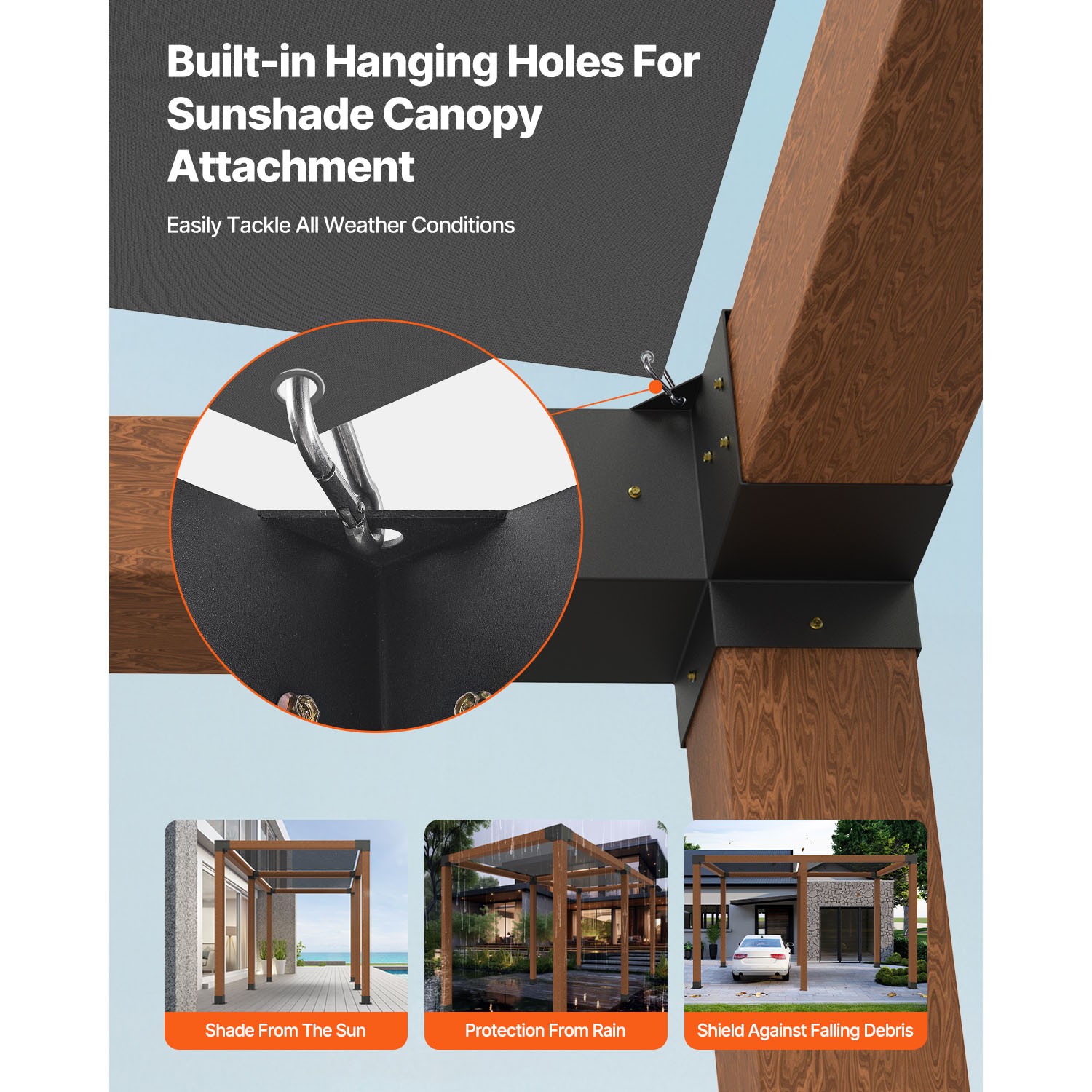 Uimoso 3.5x3.5 Inch 3-Way Corner Bracket Kit for Pergola Posts, Set of 4