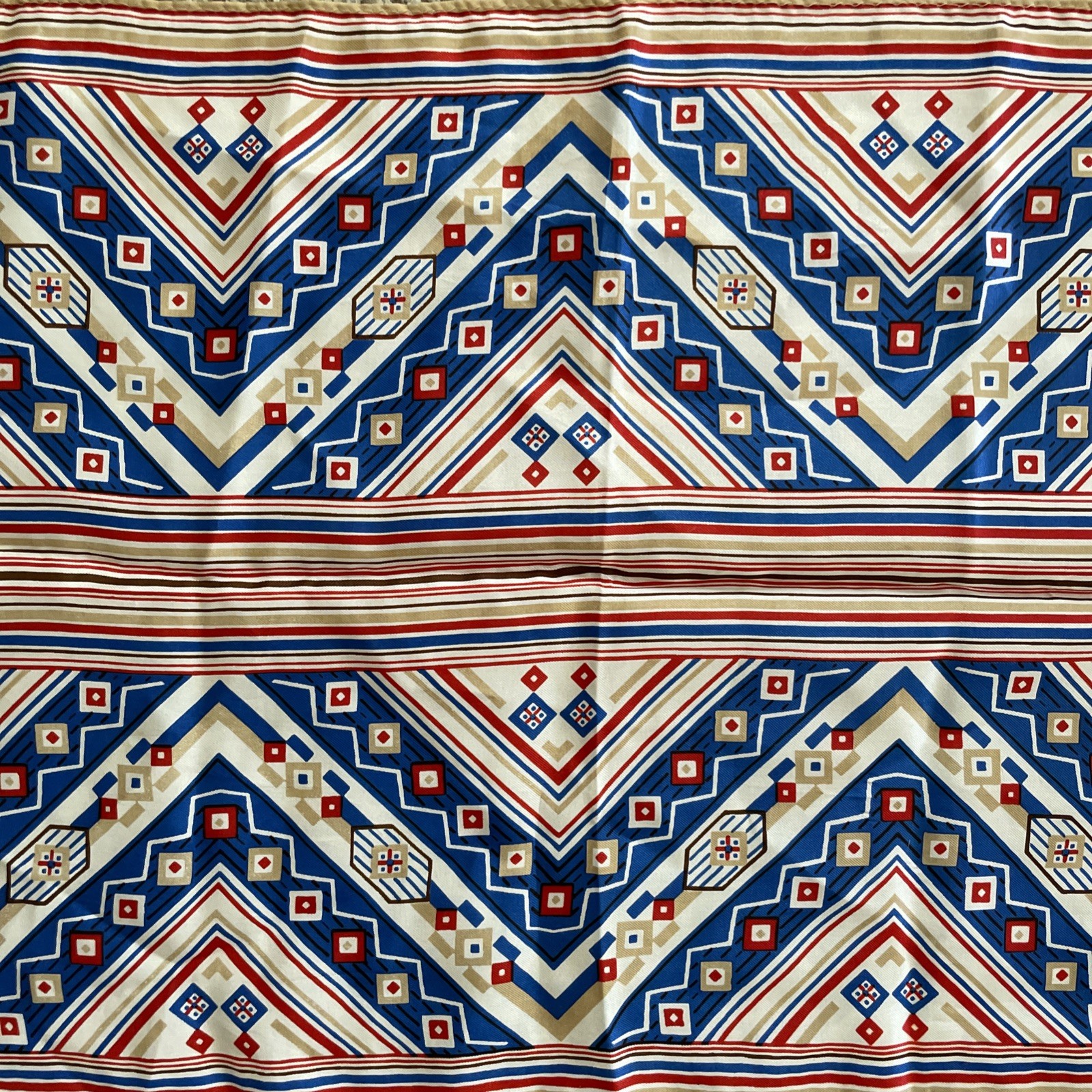 Vintage silk scarf MCM by Glentex mod Tribal Geometric Aztec Western 43” x 13”