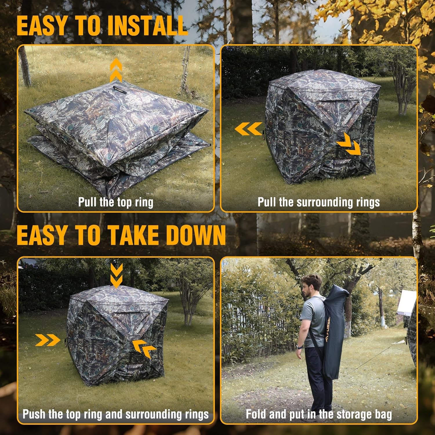 FLISSA NEW Hunting Blind See-Through with Full-Opening Door 3-4 Person 270Degree