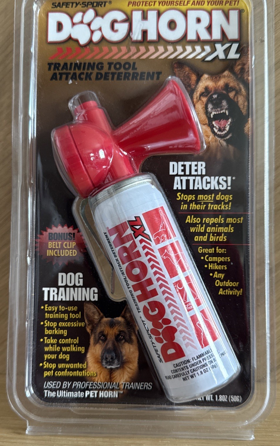 Safety Sport Dog Air Horn XL Training Tool Attack Deterrent Belt Clip NEW