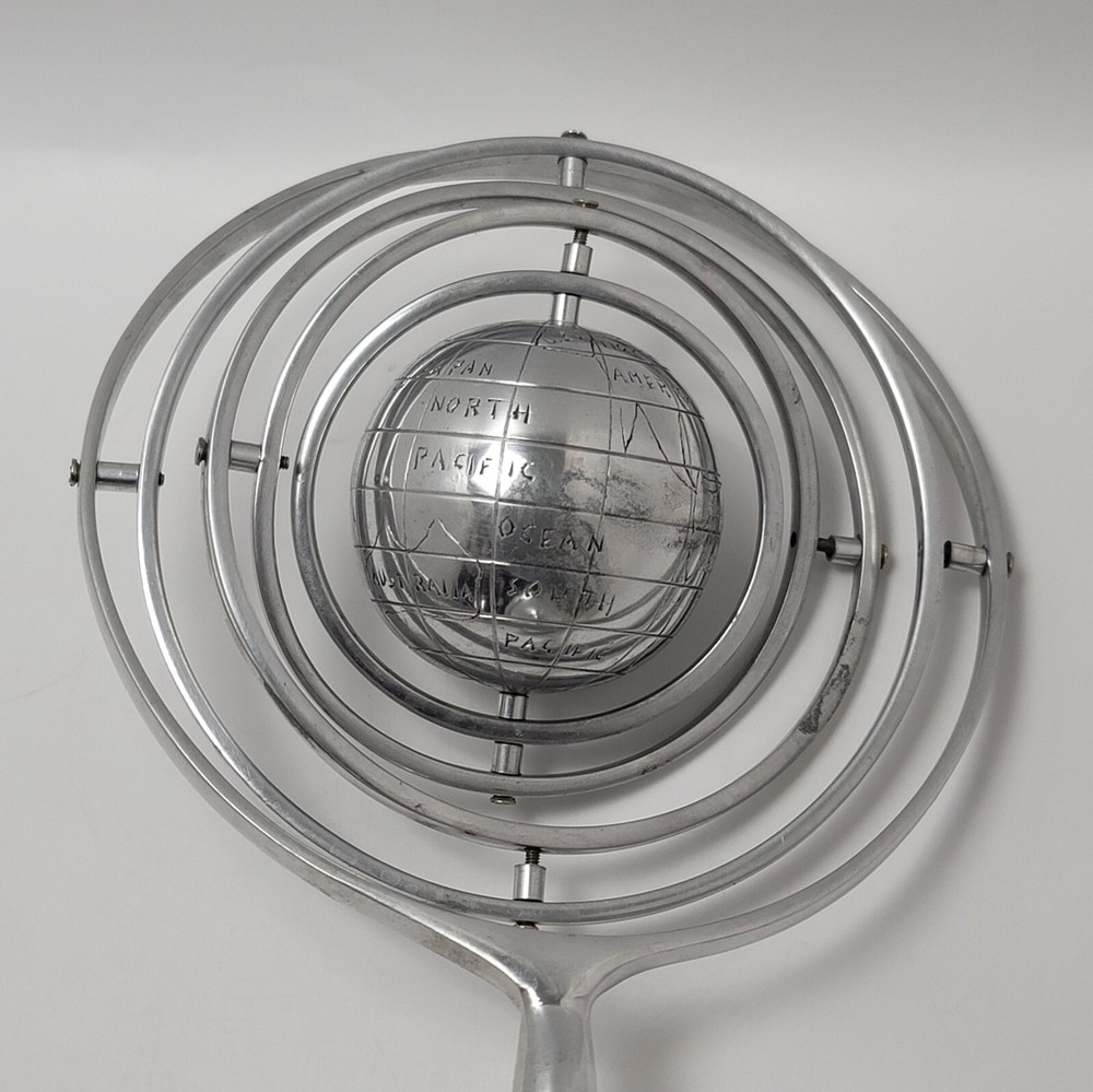 Armillary Sphere Silver Pewter Rotating Spinning Globe 10 Inches