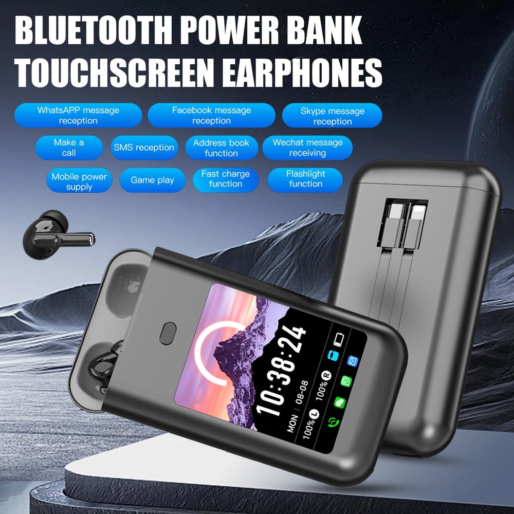 Smart Earbuds with Message Notifications, ANC ENC, Touch Screen & Flashlight New